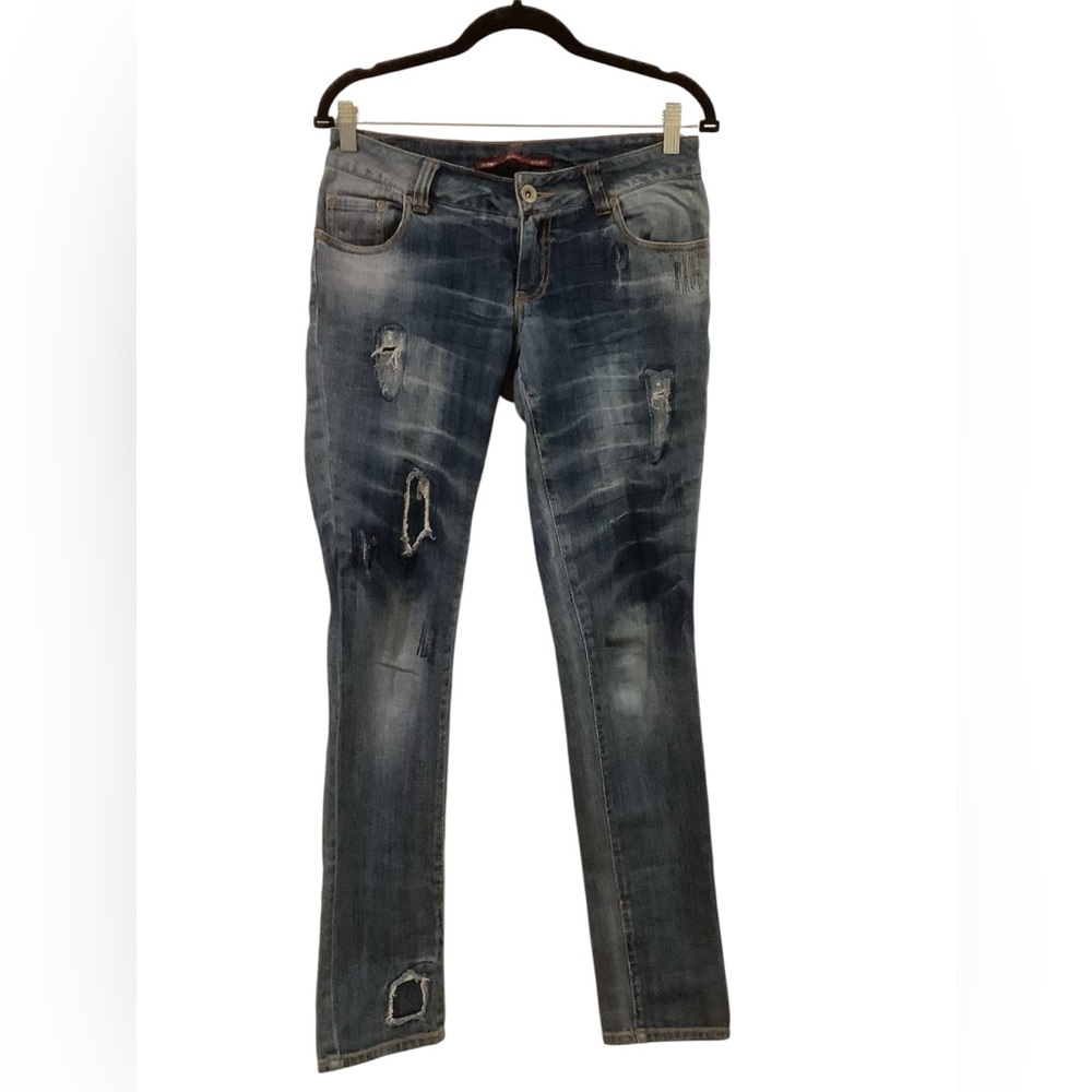 Highway Jeans Juniors Blue Skinny Distressed Jeans Size 5, Pre-owned